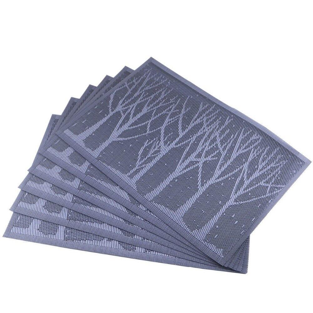 Washable Woven Placemats Tree Theme Non-slip Table Mats For Kitchen Dining Set of 6 Blue Tree/coffee Tree/silver Tree