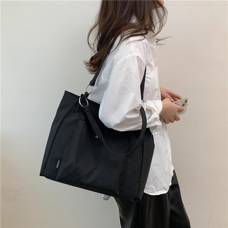 Холщовая сумка большой емкости, женская сумка на плечо, однотонная сумка-тоут