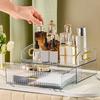 Настольный ящик для хранения косметики с ящиком и ручкой, прозрачный, двухъярусный, гладкий, устойчивый, с высоким ограждением, органайзер для помады, лосьона, лака для ногтей, дисплей для макияжа