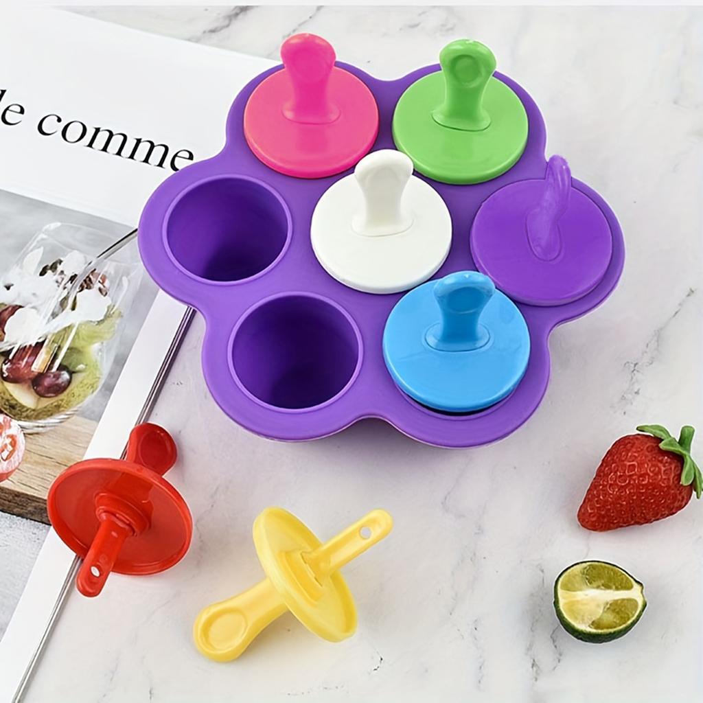 Форма для эскимо с 7 отверстиями, силиконовая форма для кубиков льда с крышкой для домашнего DIY