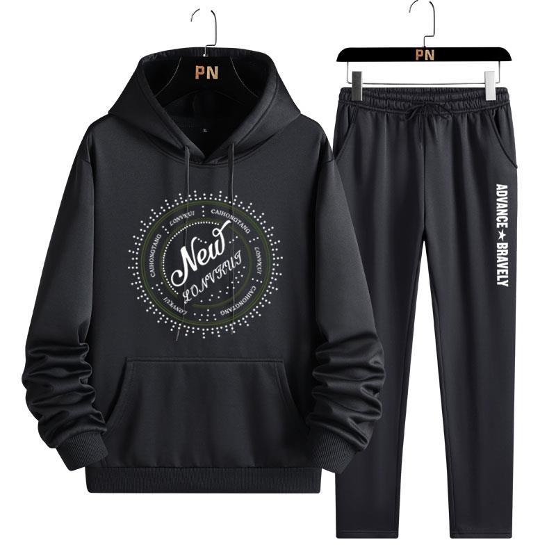 Мужской свитер с капюшоном, состоящий из двух частей, флисовый утеплитель, повседневный спортивный комплект с длинными рукавами, мужской комплект