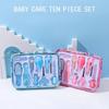 10pcs/box Baby Nail Care Set Blue Pink Ear Digger Nail Clipper Set Children's Brush Comb Thermometer Mother and Baby Medicine Feeder Set