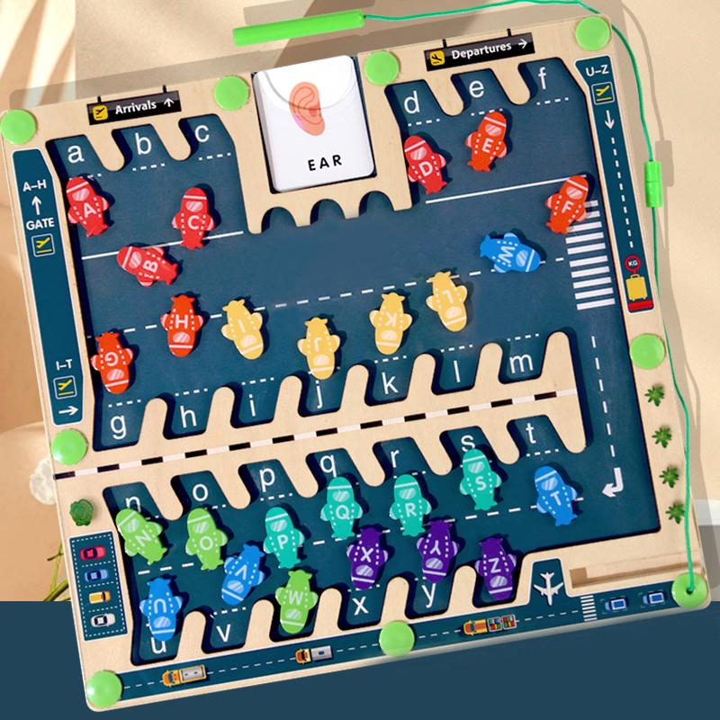 Магнитная Алфавитная Доска Монтессори Магнитный Алфавитный Лабиринт Пазл Пазл Парковка Для Детей Дошкольного Возраста Магнитная Сортировочная Игра