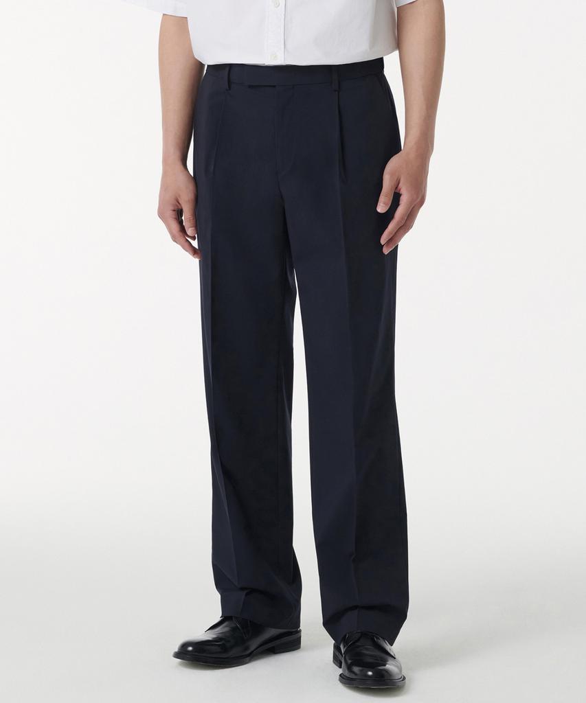 MUSINSA STANDARD [Cooltandard] Wide Hidden Banding Slacks [Navy]