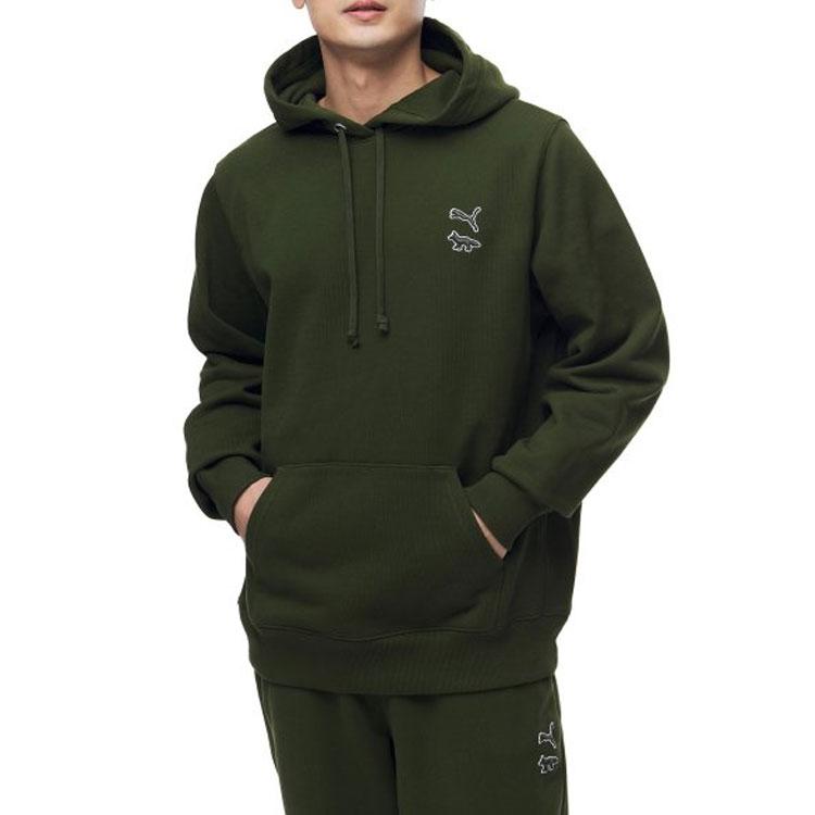 PUMA X Maison Kitsune Sweatshirts Unisex Green Hooded Moderate Regular