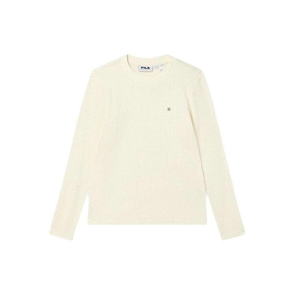 Fila 2023 Зима Новый Вязаный Топ с Длинным Рукавом Модный Повседневный Женский Топ Туманно-Лотосово-Белый F11W344204F-IV