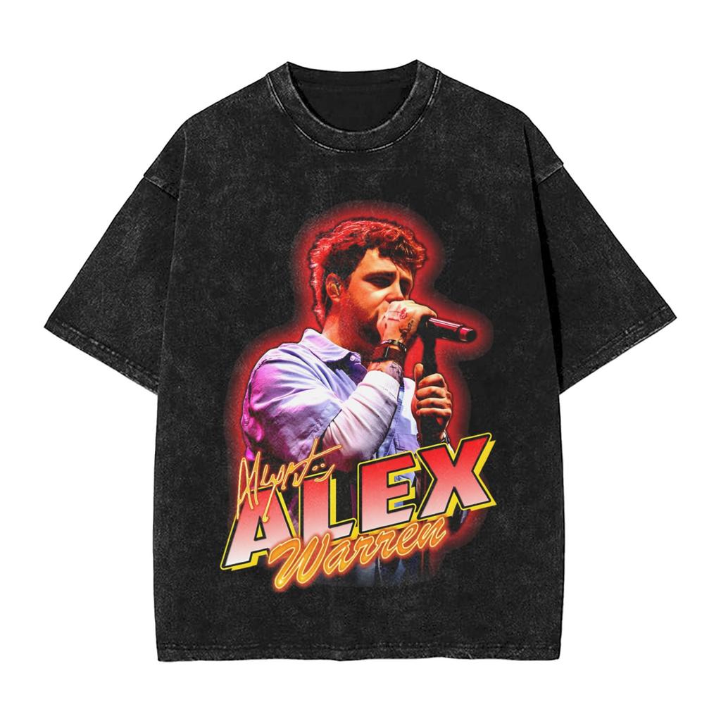Alex Warren Tour 2025 Washed TShirt Male Streetwear Cotton TShirts Beach ONeck Trending Tee Shirt Design Plus Size Tops