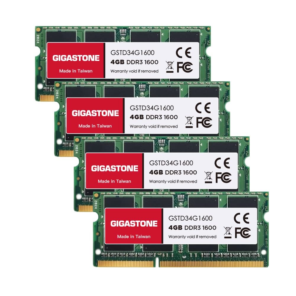 Performance Memory GIGASTONE 4GBx4 1600MHz CL11 2Rx8 SODIMM 204 Pin Unbuffered High Performance Memory Module for Laptops Upgrade [High DDR3] (16GB