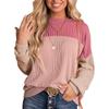 New Color Block Casual Loose Pullover Sweatshirt T-shirt for Women, European American Style Crossbody Women's Top