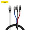 PISEN Aluminum Alloy 3-in-1 Nylon Braided Charging Cable