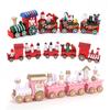 Mini Christmas Train Wooden Train Ornament with Mini Snowmen Santa Xmas-themed