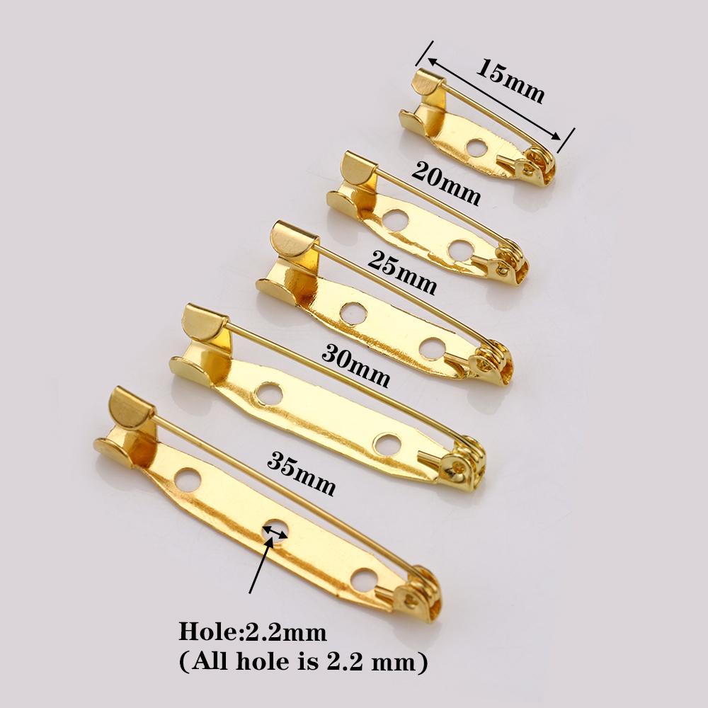 50pcs 15-35mm Brooch Clips Pin Base Silver Gold Safety Pins Brooch Blank Base Settings for DIY Jewelry Making Findings Supplies