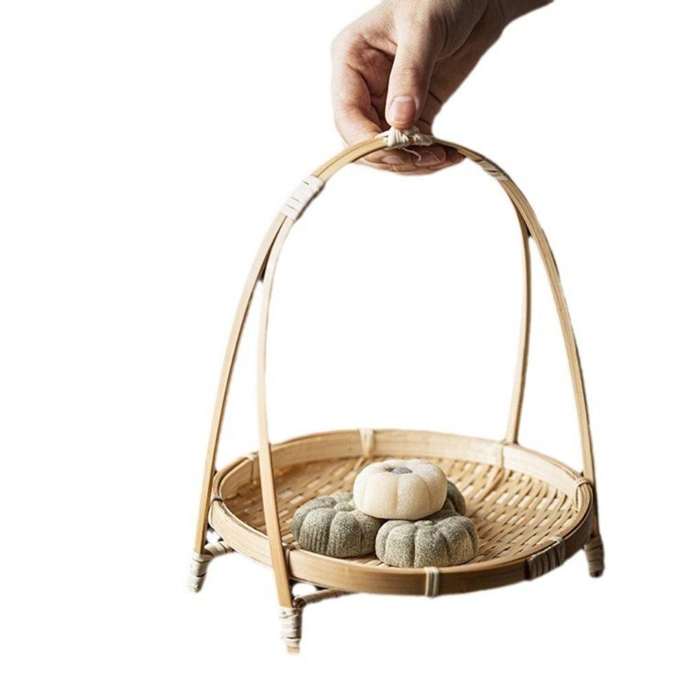 1/2/3 Tier Bamboo Weaving Baskets Weave Storage Baskets Basket Tray Snack Display Stand Home
