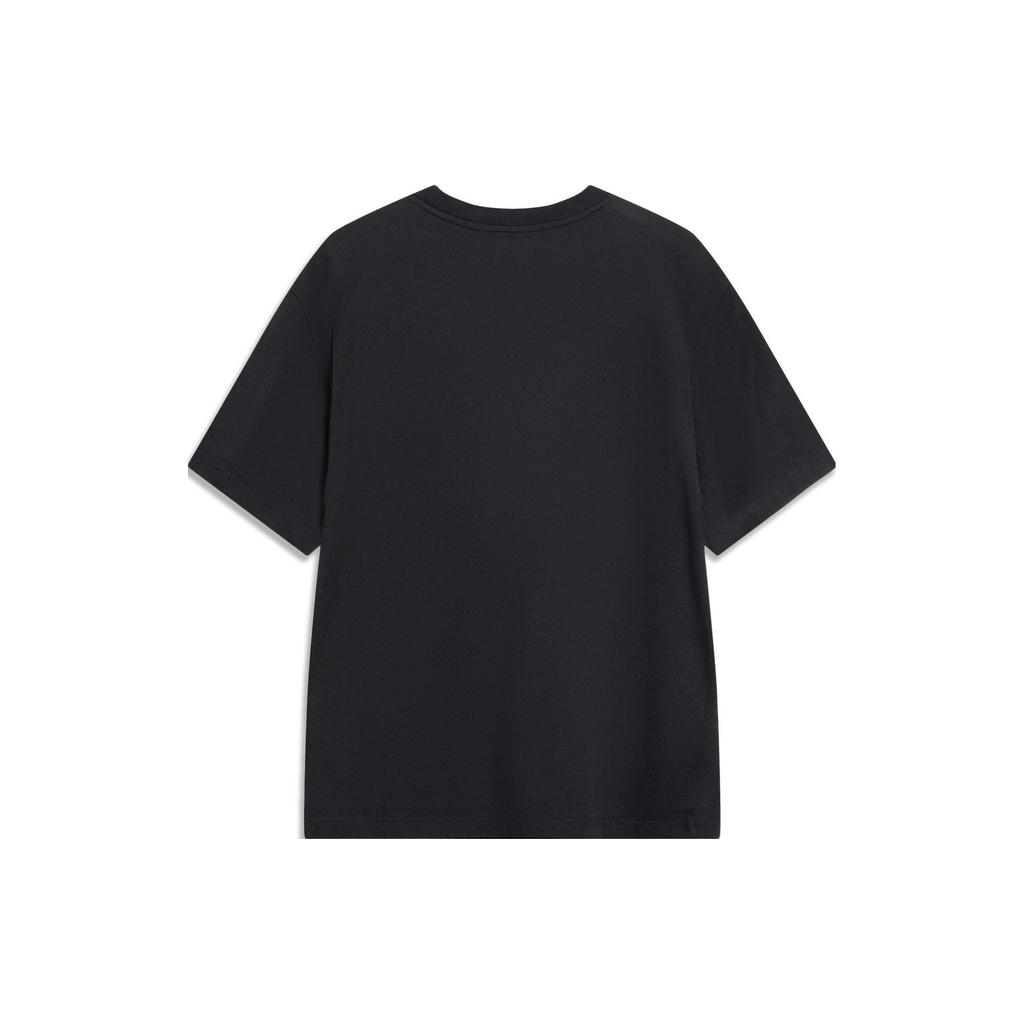 Футболка с коротким рукавом из серии Li Ning Sports Lifestyle с принтом и круглым вырезом, мужская черная AHST421-3