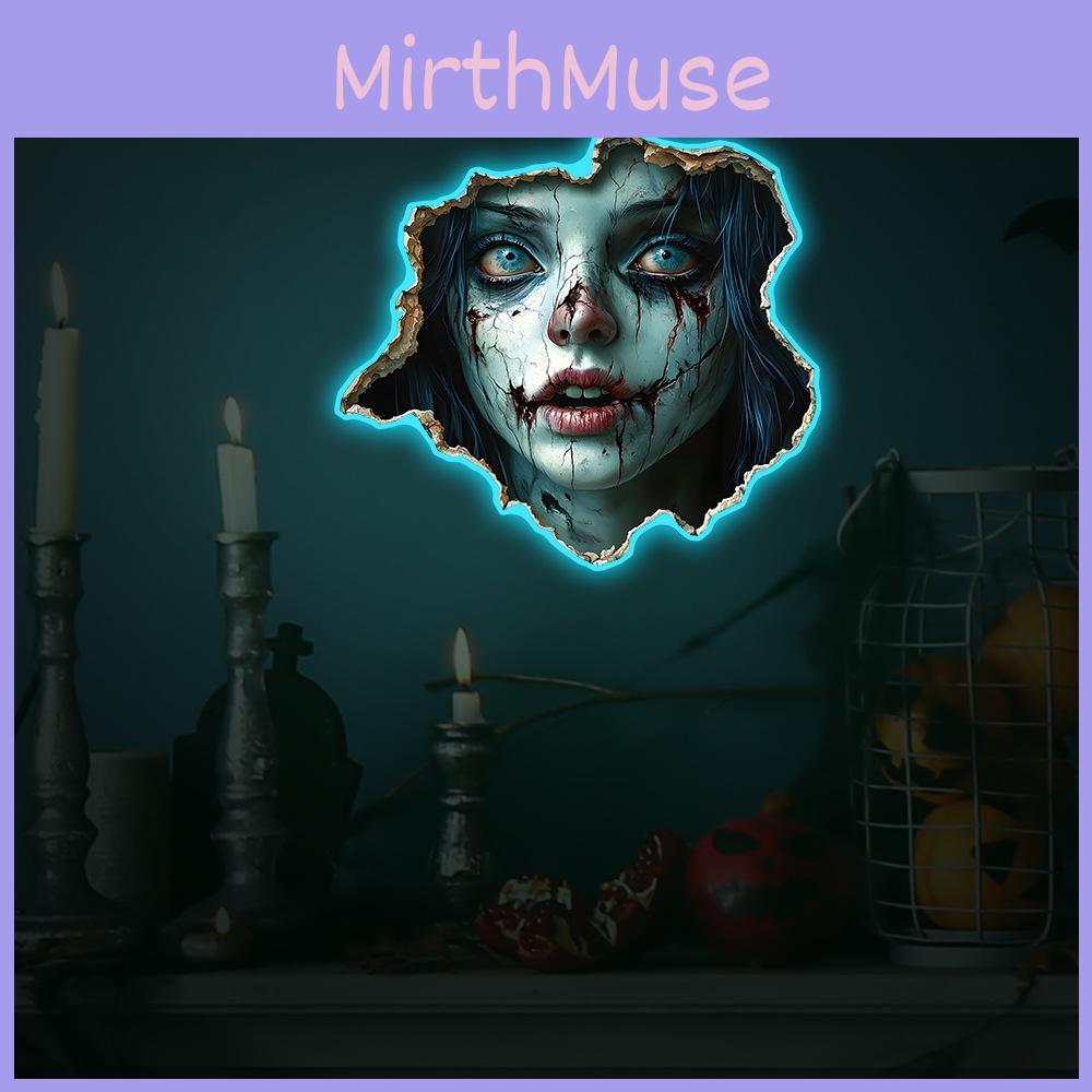Horror Halloween Noctilucent Girl Face Pattern Home Walls Stickers Decoration