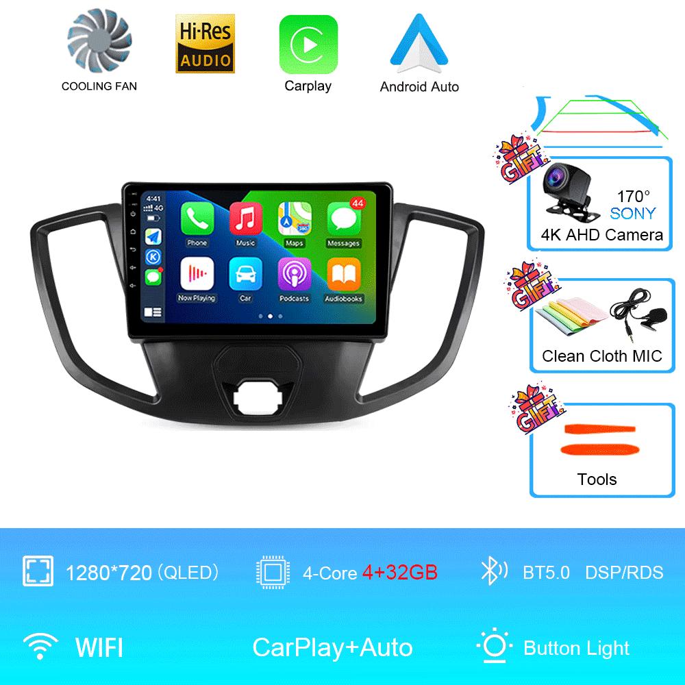 Автомобильное радио Android 14 для Ford Transit 2015 2016 2017 2018 Carplay Мультимедийный видеоплеер GPS Стерео 2din WIFI+4G BT QLED Экран