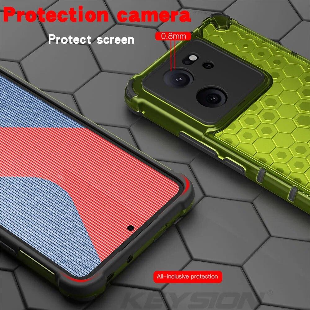 KEYSION Противоударный защитный чехол для Xiaomi 13T Pro 5G, мягкий силикон + ПК, прозрачная сотовая задняя крышка для телефона Redmi K60 Ultra