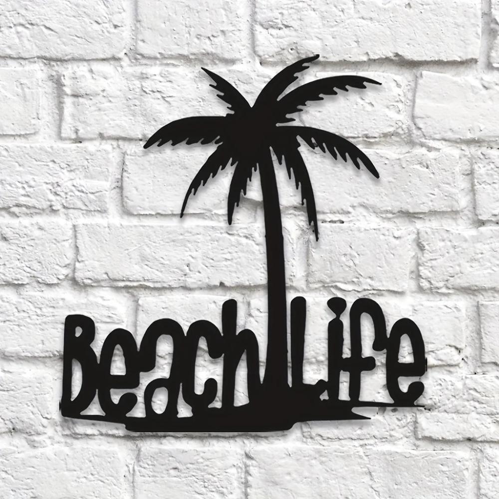 Beach Life Palm Tree Metal Wall Art Tropical Home Decor, Beach theme Outdoor Wall Hanging, Elegant Metal Tree Cut Decoration