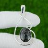 Natural Black Fossil Coral Gemstone 925 Sterling Silver Pendant For Women