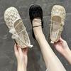 Shoes for Women 2024 Clear Kawaii Ladies Summer Footwear with Bow Cute White Flat Transparent Flats Round Toe Fashion Beau Today