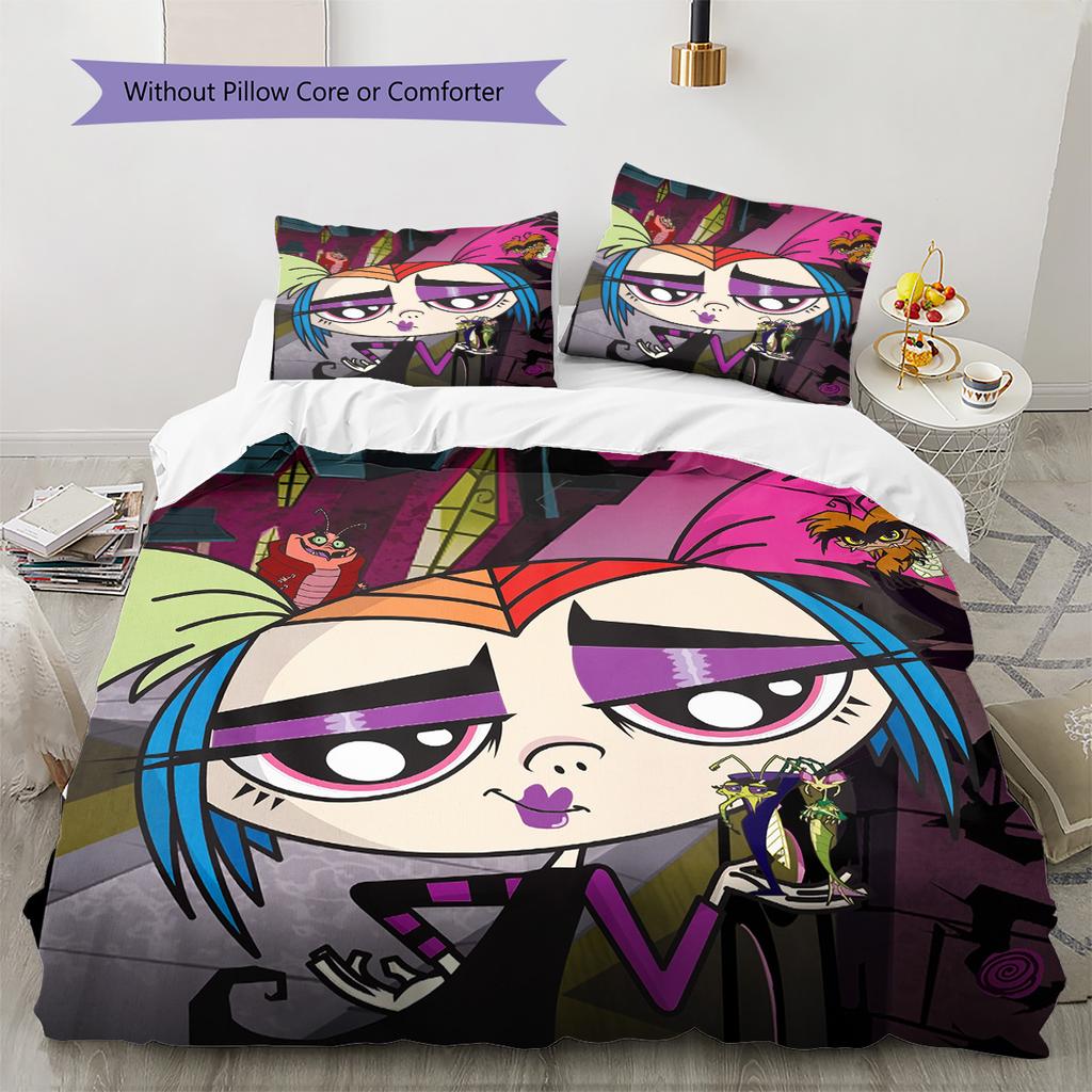 Little Bug Girl Pattern Bedding Quilt Set Home Decoration Gift (1 * duvet cover + 2 * pillowcase without core)