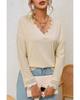 Lace Trim V Neck Long Sleeve Top