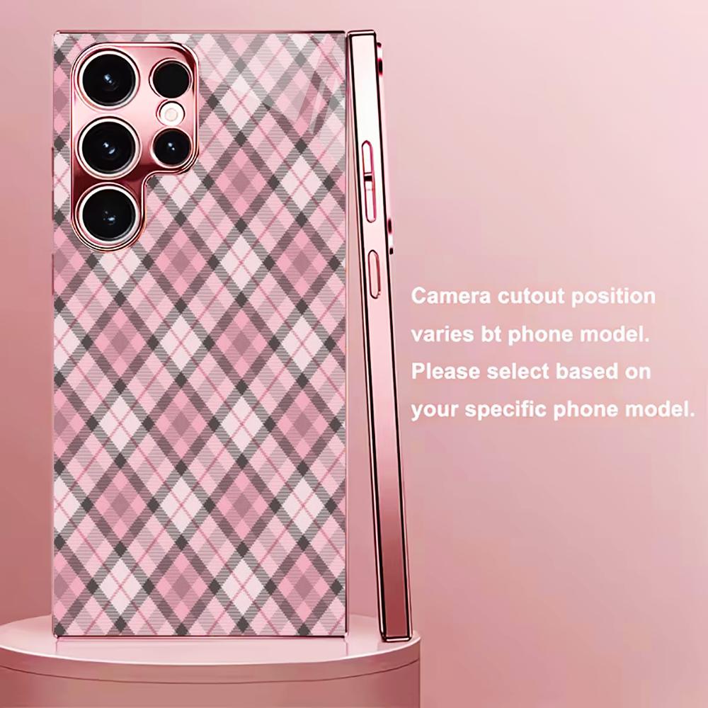 Новый тканевый чехол Madam розового цвета Madam с стеклянной вставкой для Samsung Galaxy S26 S25 S24 S23 S22 S21 FE Ultra Plus Ударопрочный Женский