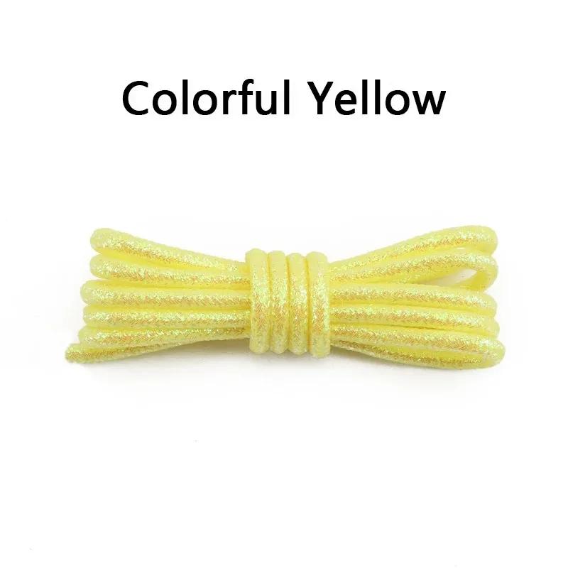 Fashion Color Flash Shoelaces Outdoor Sport Wear Resistant Circular Sports Shoelaces Metallic Luster Gold Silver Flat Shoe Laces