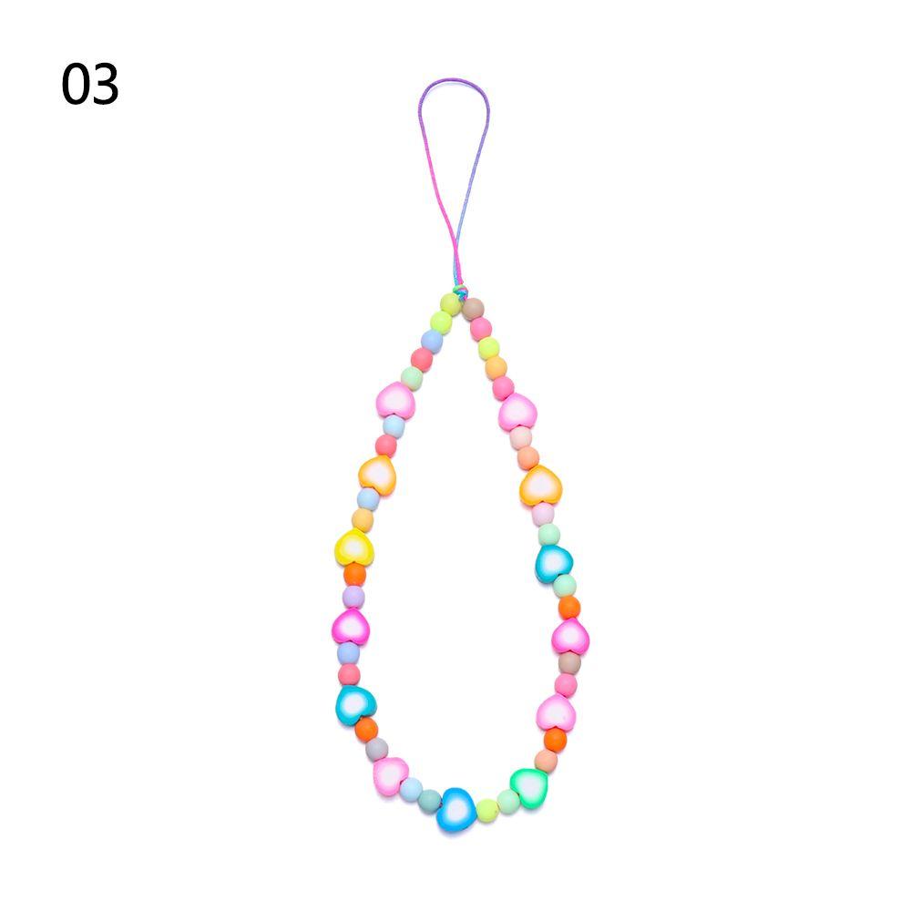 Colorful for Keys Pearl Rope Phone Case Hanging Cord Phone Lanyard Mobile Phone Chain Soft Clay
