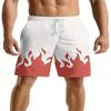 Красный Пламя Узор Принт Регулируемые Высокий Затягивающийся Шнурок Уличные Спортивные Пляжные Брюки Летние Мужские Повседневные Шорты