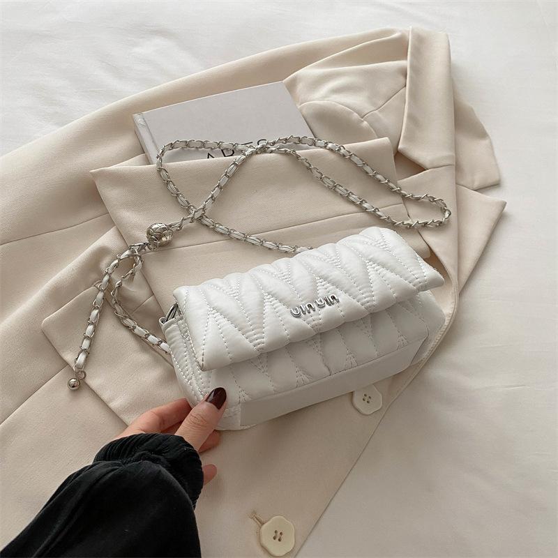 Underarm Bag New Trendy and Fashionable Wrinkled Bag French Niche Chain Bag Women's Casual Square Bag Crossbody Bag