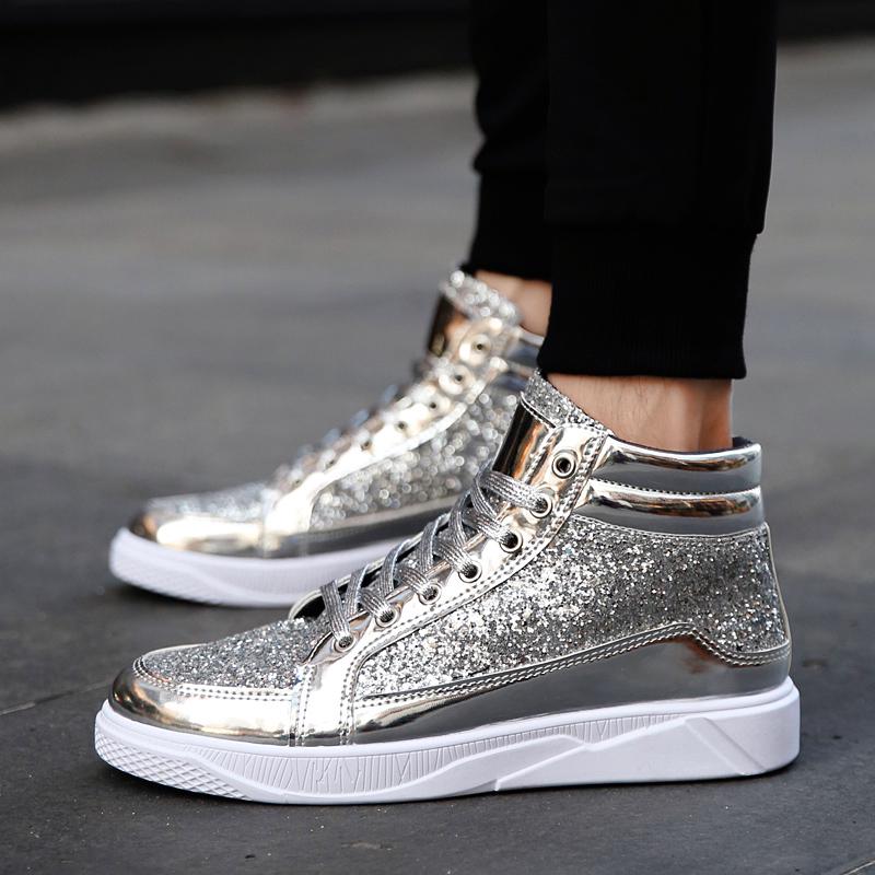 MCTIN Couples Casual Shoes for Women Sequin Platform Sneakers Men's High-tops Walking Shoes