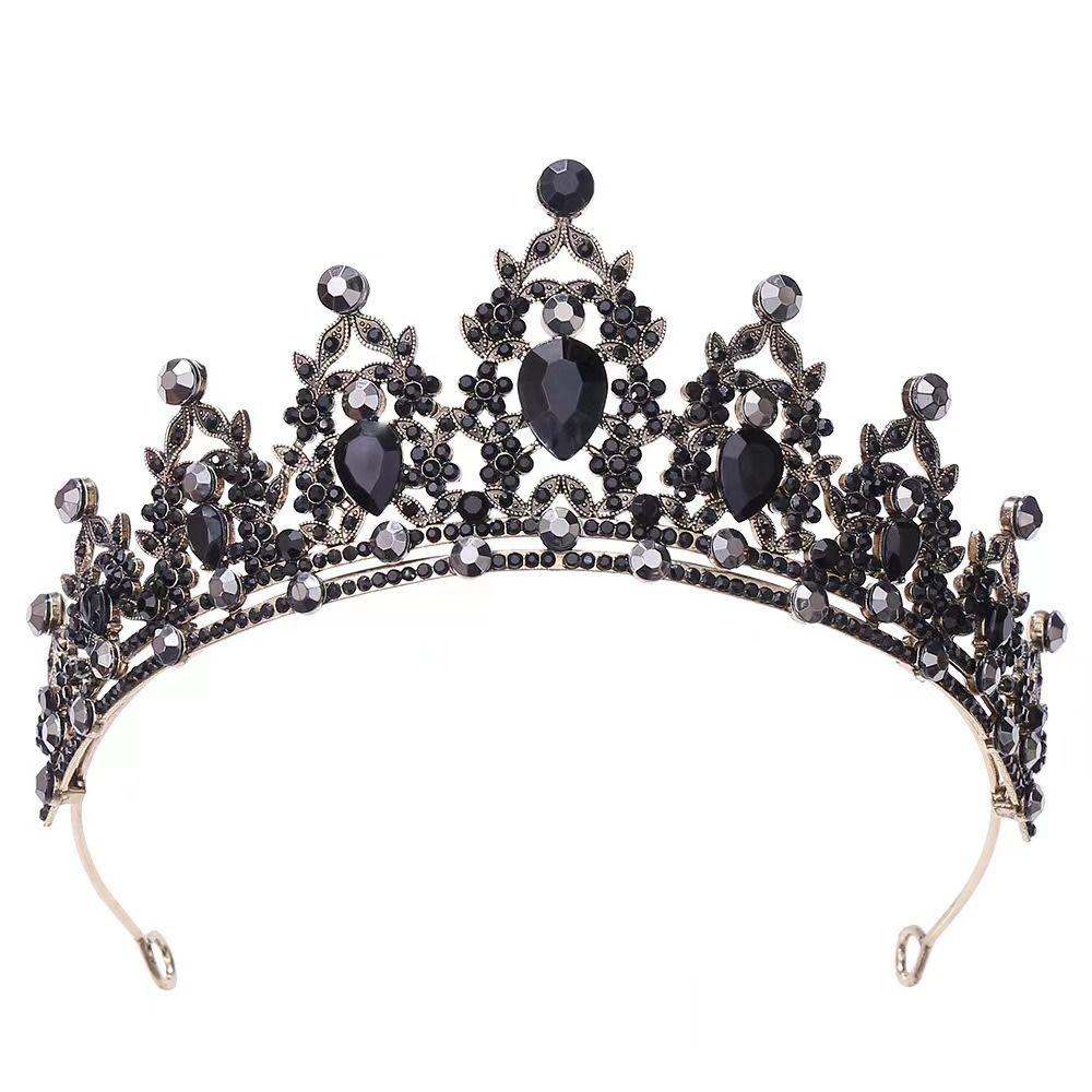 Hair Accessories Wedding Bridal Crowns Black Rhinestone Crown Women Hair Hoop Baroque Crystal Tiara