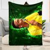 Soccer Player Blue Kit Blanket Soft & Cozy Perfect for Picnics Livingroom Chair for All Seasons Modern Suitable for Gifting Relatives and Friends