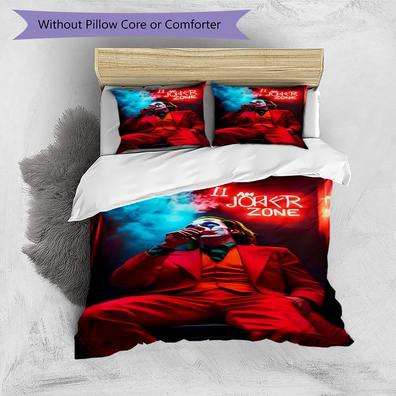 3pcs Joker character pattern bedding set duvet cover set includes duvet cover &pillowcases, perfect all season bedroom decoration & gift