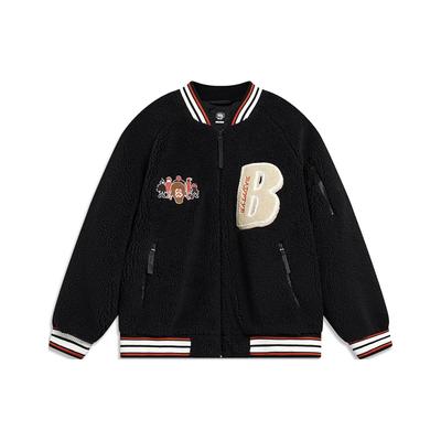 Li-Ning Вязаная бейсбольная куртка Badfive с буквенным принтом, мужская верхняя одежда, черная AFMT017-2