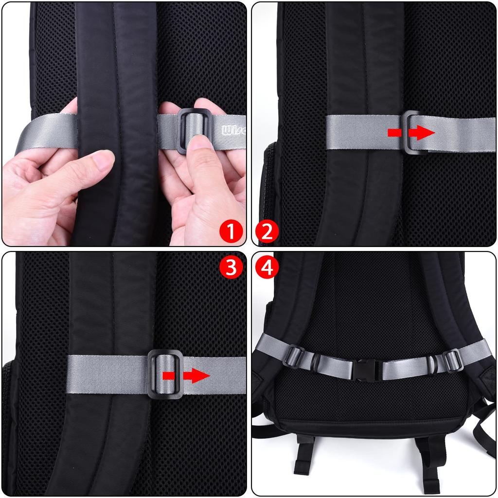 Wisdompro Chest Strap, Backpack Anti-Slip Belt, Пряжка, Регулируемый, BackpackRucksack Band, Фиксация плечевого ремня, Серый, Набор из 1 шт.