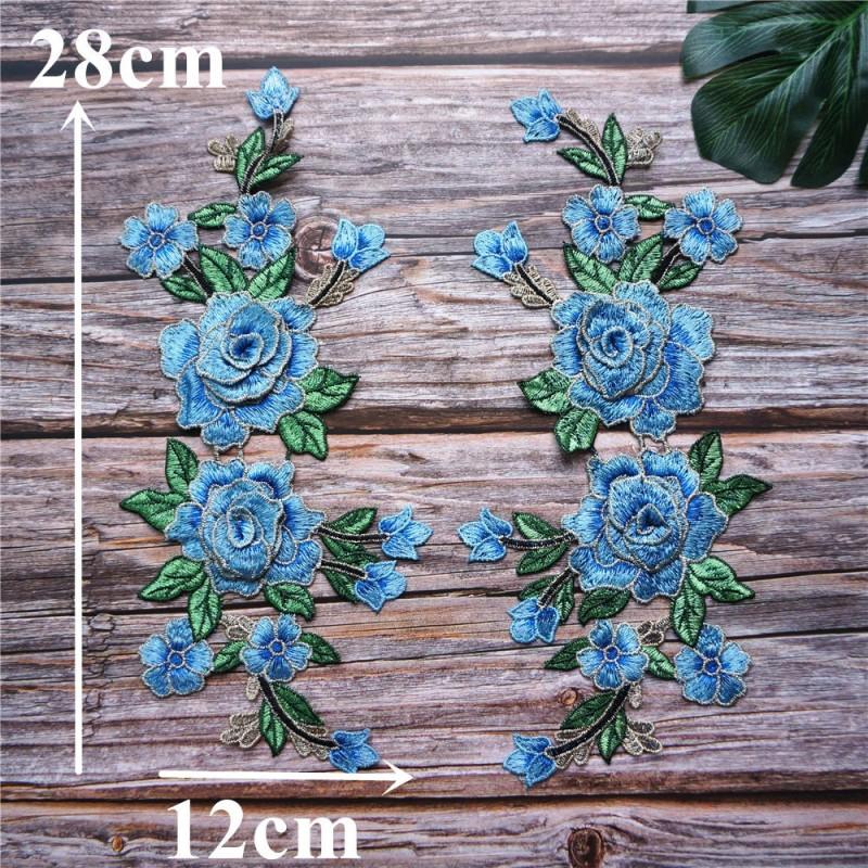 2 вышивки 3D цветок розы аппликация шитье кружевной ткани воротник патч свадебное платье свадебное платье DIY