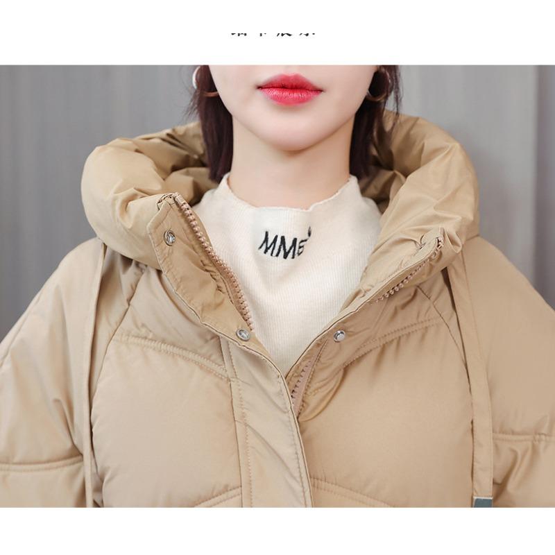 VEZFAA Women's Fashion Casual Fall Winter Solid Color Print Long Sleeve Jackets & Coats Down Coats