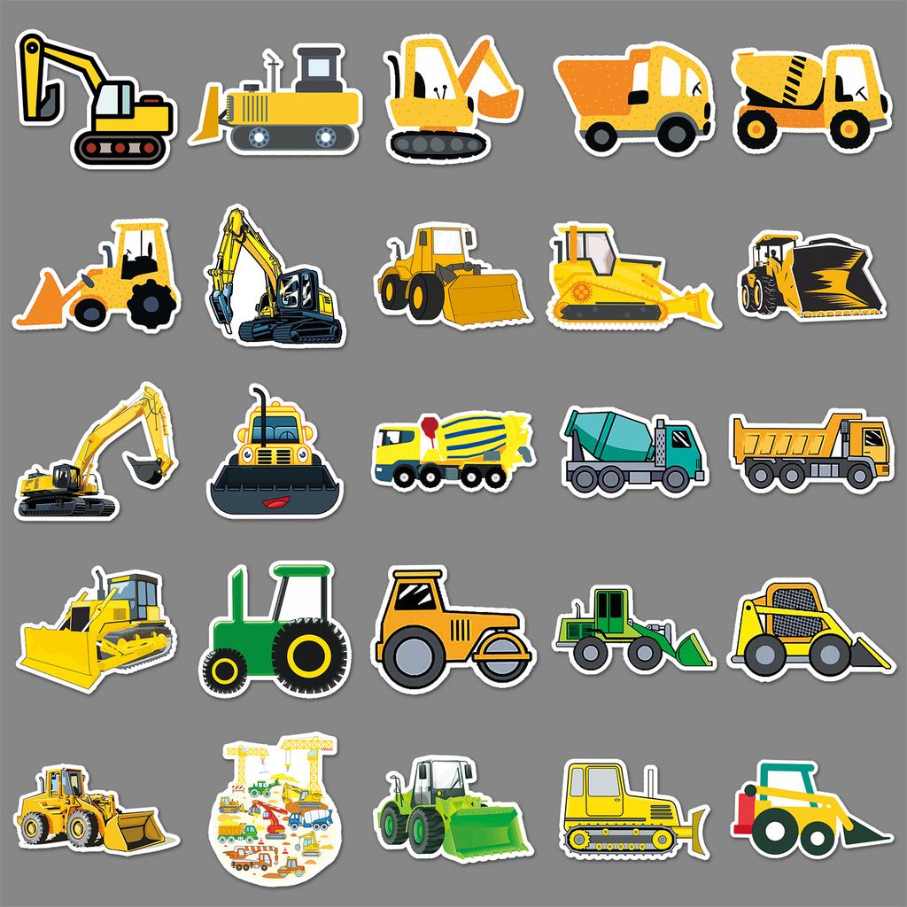 50 Граффити с инженерной техникой Мультяшный Детский блокнот Скейтборд Чемодан Водонепроницаемая наклейка