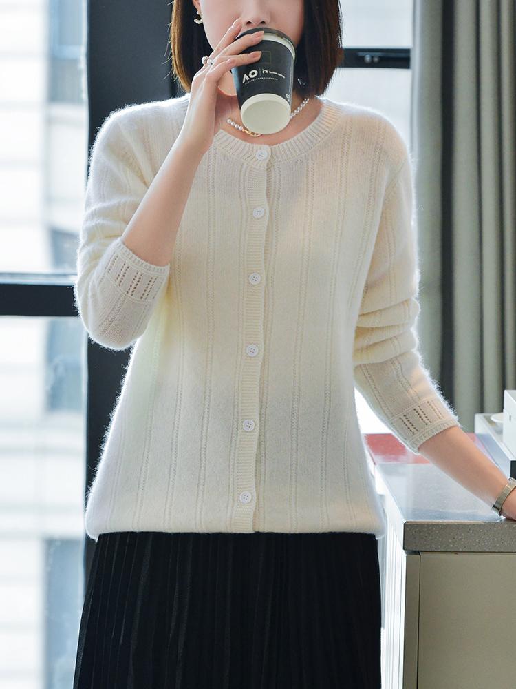 Женский кашемировый кардиган Qinghe кашемир 30% кашемир 70% шерсть осенне-зимний кашемировый кардиган мягкий и теплый