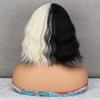 LISI HAIR Женский короткий парик из синтетического волокна с челкой Получерный наполовину белый парик Хэллоуин Косплей Парик Лолиты