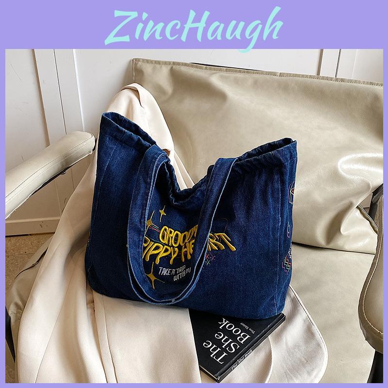 Highquality Denim Shoulder Bag With Embroidery And Urban Fashion For Commuting