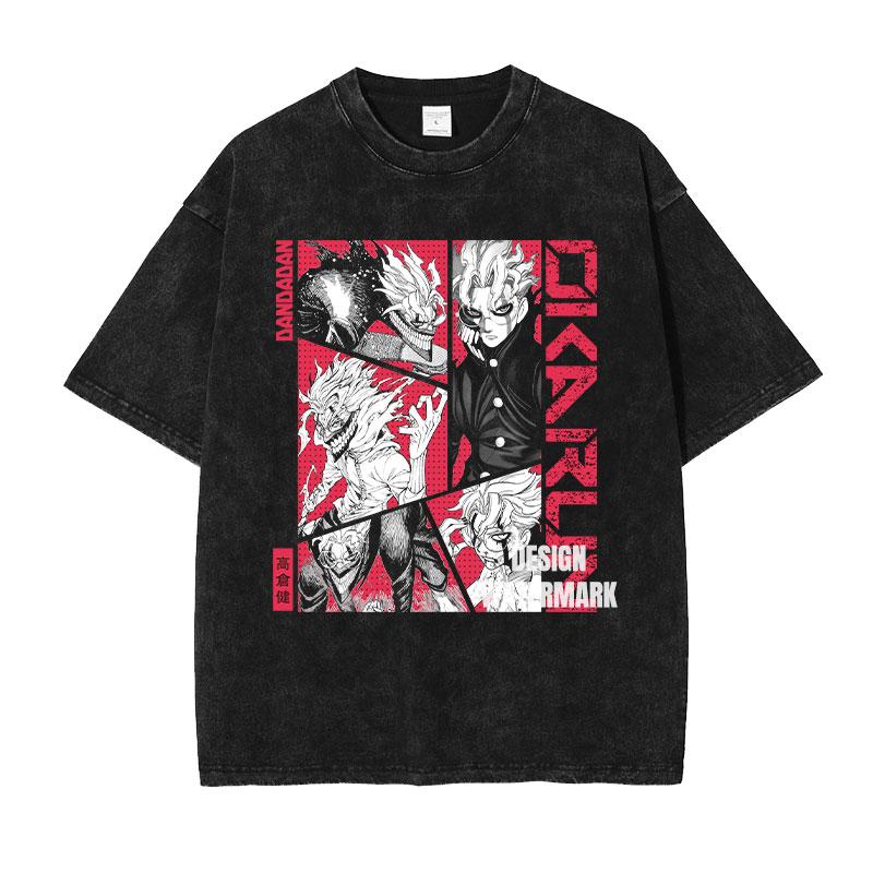 Аниме DDandadan Футболка Винтажная Стиранная Takakura Ken Футболки Dan Da Футболка Harajuku Seiko Turbo Бабушка Момо Дан Топы Футболки Унисекс