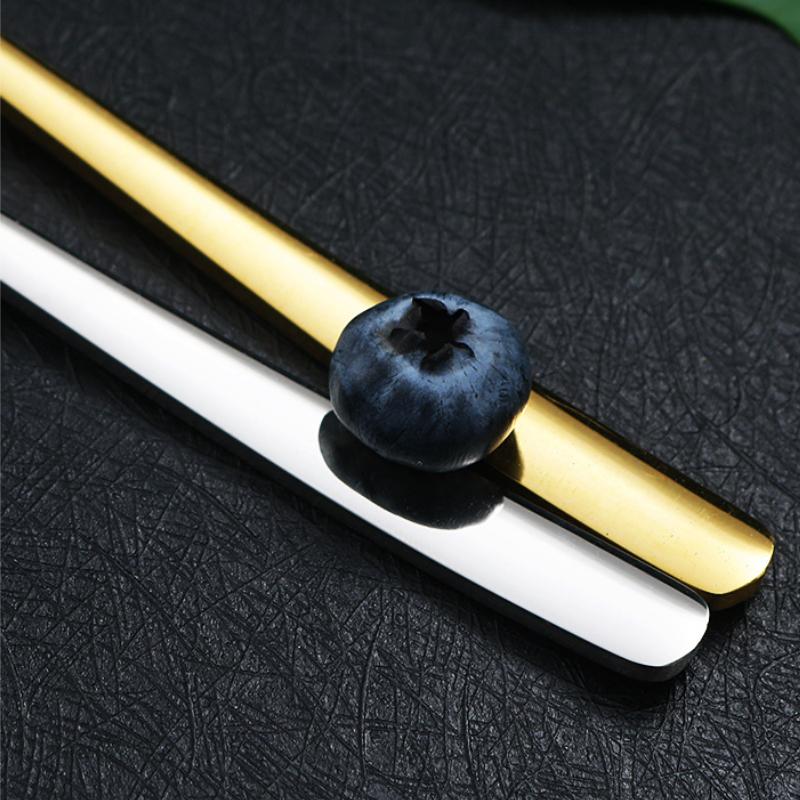 4 шт., дорожный набор столовых приборов, набор многоразовой посуды из нержавеющей стали 18/8 с футляром, портативная посуда, набор вилок, ложек и палочек для еды