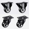 4pcs 1.5 Inches 41mm Heavy Duty 180kg Black Swivel Castor Wheels Trolley Furniture Caster Rubber