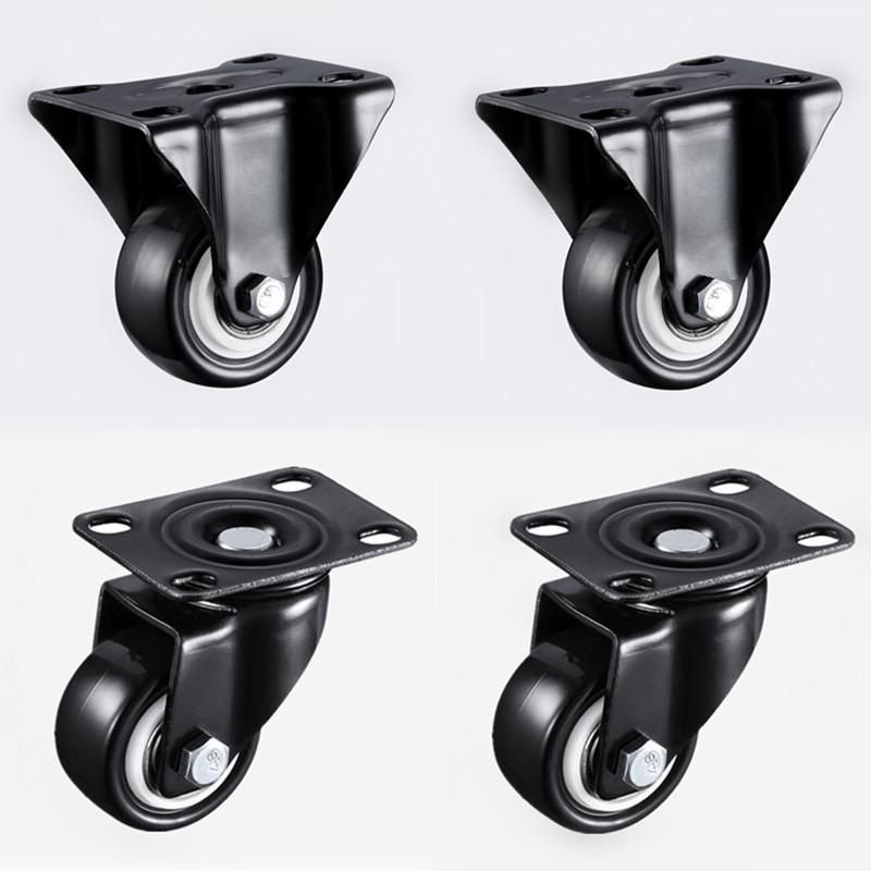 4pcs 1.5 Inches 41mm Heavy Duty 180kg Black Swivel Castor Wheels Trolley Furniture Caster Rubber