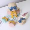 New Summer Baby Girls Straw Hat And Shoulder Bag 2pcs Set Parent-child Wide Brim Lace Holiday Beach Sun Hats Outdoor Bucket Cap