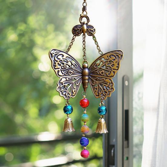Винтажная подвесная бабочка, украшение, устойчивое к погодным условиям, для внутреннего и наружного использования, для сада, патио, металлическая подвесная подвеска в виде колокольчика для ветряной музыки