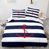 New Nautical Ocean Anchor Bedding Sets Ocean Spirit Duvet Cover King Queen Single Size Bed Linen with Pillowcase Teens Boys Gift